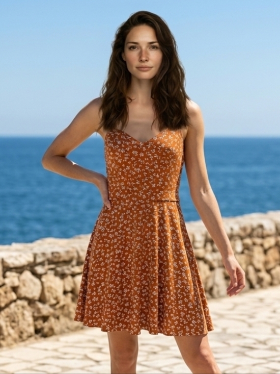 The General Good Dresses & Skirts - The General Good Floral Orange Dress Crisscross Strappy Size Large NWOT